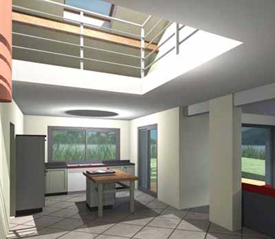 plan maison contemporaine avec mezzanine